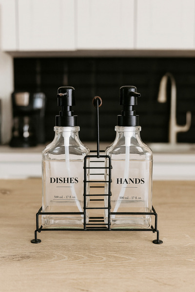 Gülümseten Avm Set de 2 dozatoare de săpun din sticlă elegantă – Flacon cu po...