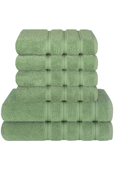 DAVEZA Set of 6 Premium Daveza Towels, 600 GSM, 100% Turkish Cotton, Sage Green Color