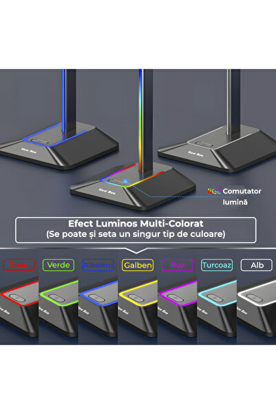 AB Luxury Concept Gaming headset stand, RGB ambient lighting, data transfer and charging function, with 2xUSB
