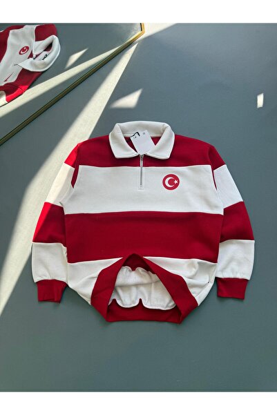 Combineman35 Unisex Zippered Polo Neck Flag Sweatshirt Set