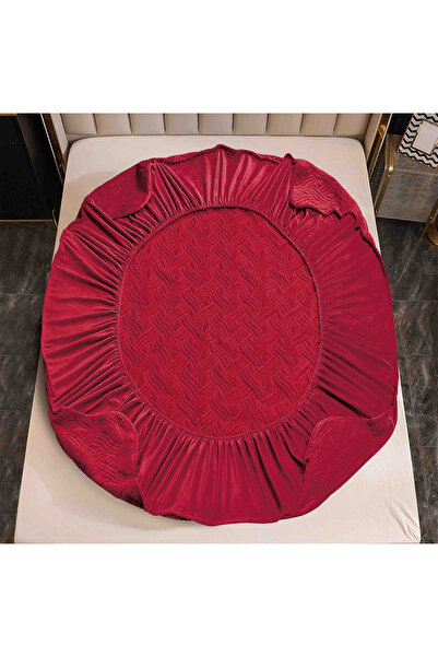 JOJO HOME Velvet Quilted Topper Cover, 180x200, 3 Pieces, Red