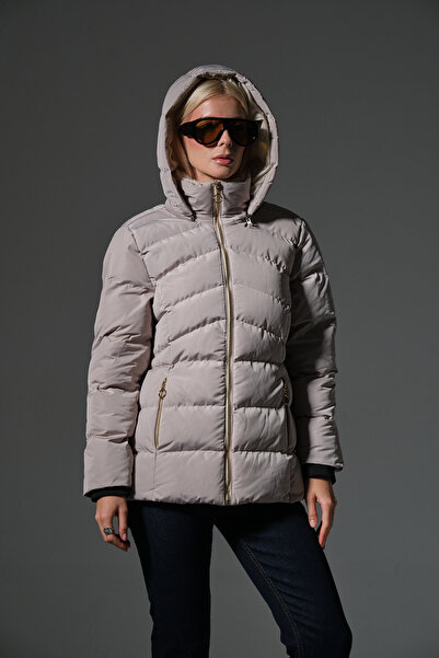 Maule Γυναικείο παλτό με αποσπώμενη κουκούλα, υδατοαπωθητικό ύφασμα, γεμάτο με ίνες, τσέπες με φερμουάρ @Milan