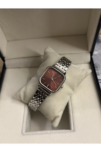 chaoyada Retro Minimal Kare Kadran Bordo Kol Saati Hediye Kutusunda