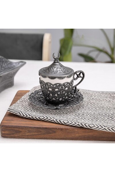 E orient 1 Piece Turkish Coffee Cup - Traditional Design with Crescent Motif, Turkish, Greek, Arabic Coffee