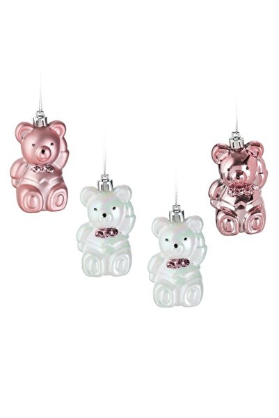 takı tutkum زينة شجرة عيد الميلاد على شكل دمية دب تيدي باللونين الوردي والأبي...