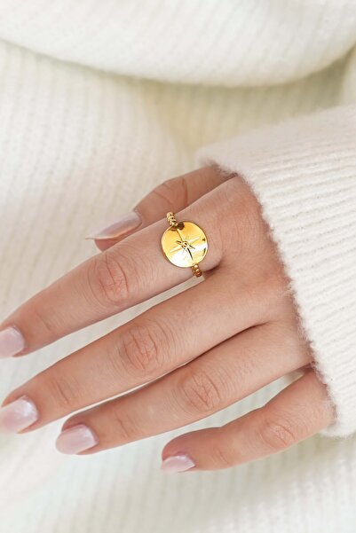TREND COLLECTİON Kuzey Yıldızı Model Gold Çelik Kadın Yüzük