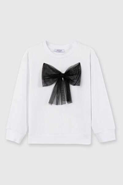 Panço Kız Bebek Beyaz Sweatshirt