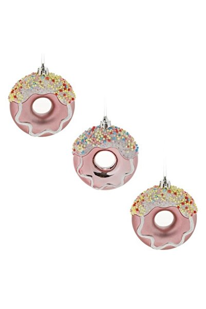 takı tutkum Christmas Pink White Glitter Donut Christmas Tree Ornament