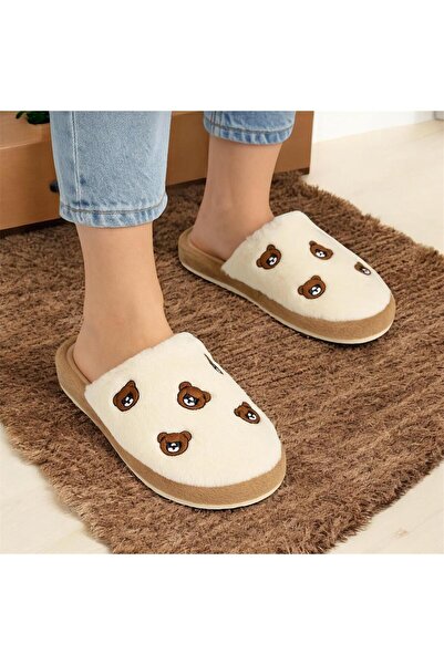 Lion Fluffy Teddy Bear Shaped Slippers Women's Indoor Slippers Soundless Lightweight Soft Taban