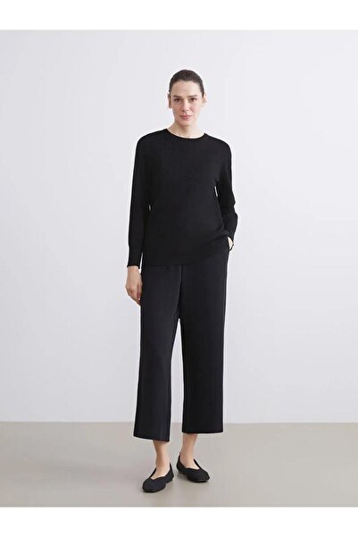 LC Waikiki Дамски плетен пуловер с камък на яката (W5)