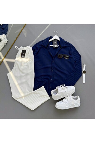 Combineman35 Men's Vertical Striped Lycra Ottoman Suit