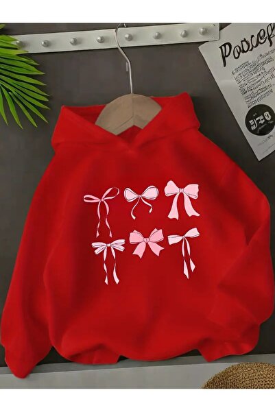 oneagılyazı Bow Printed Hooded Sweatshirt