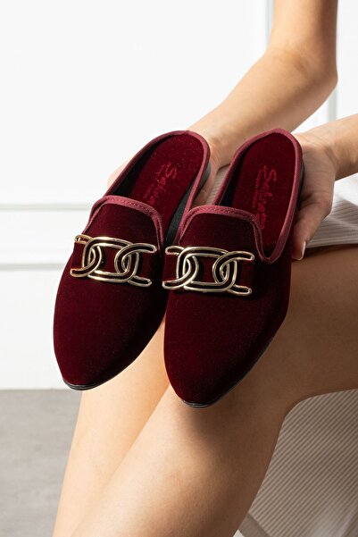 FUGA MODA Alora Burgundy Gold Buckle Velvet Textured Elegant Engagement Dowry...