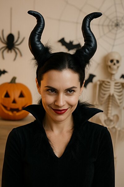 TOYFEST Halloween Maleficent Malefiz Horned Hairband Crown Costume Accessory Black