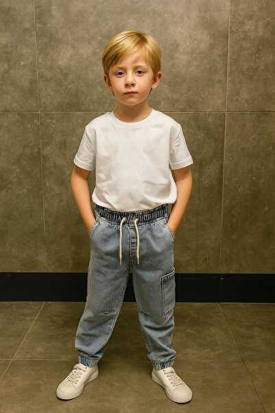 DOLCE KİDS CEPLİ PAÇASI LASTİKLİ ERKEK ÇOCUK KOT PANTOLON