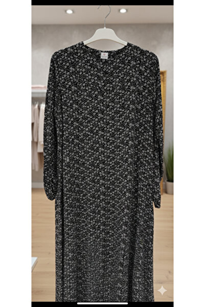 fariza tekstil FARİZA Parça Robalı άνετο φόρεμα με μισό κουμπί και άνετη εφαρ...