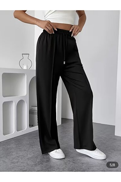 Green Hill Women's Double-Layered Wide-Leg Striped Sweatpants