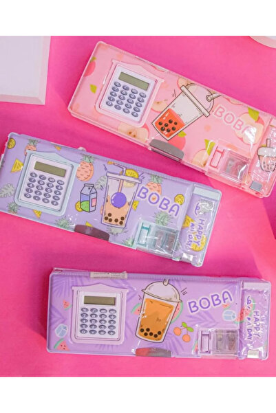 synshop Kawaii Hesap Makineli Lüx 3 Bölmeli Kalemtraş Açacaklı Kalemlik Kalem Kutusu Okul Öğrenci