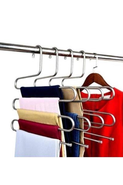 Vip Home Concept Market Ürünleri Umeraș pentru pantaloni cu 5 niveluri, eșarfă, umerăș pentru eșarfe, 5 bucăți