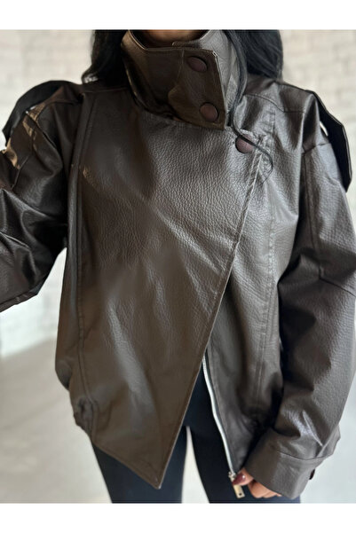 moneta boutique Дамско кожено яке с висока яка