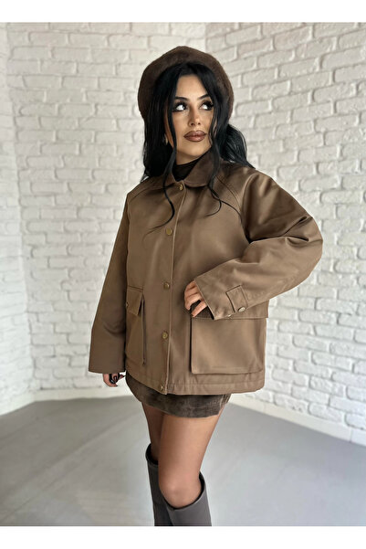 moneta boutique Women's Velvet Collar Double-Capped Coat