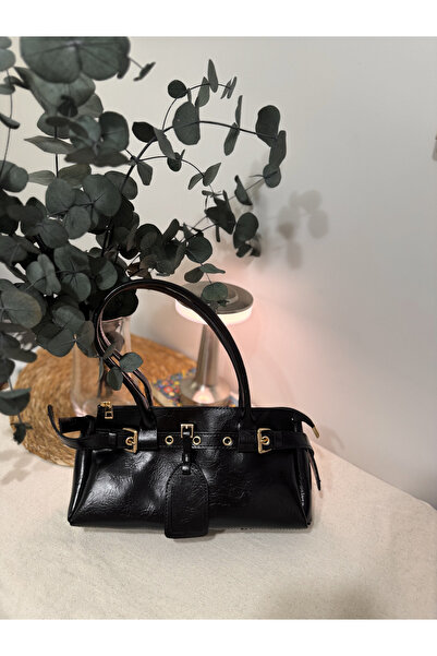 B Bag Official Siyah Rugan Deri Kadın El Çantası