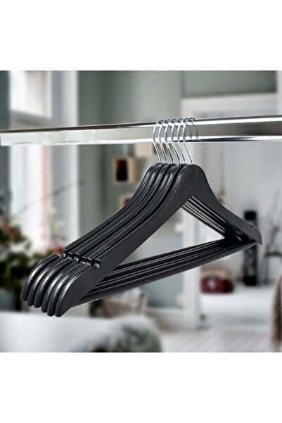 Vip Home Concept Market Ürünleri Umeraș Wood Look Umeraș pentru haine Negru 6 buc