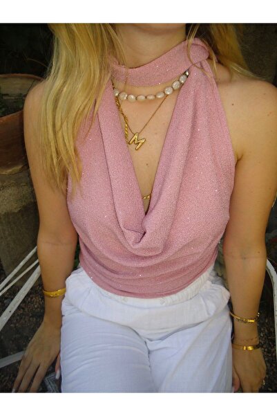 Urbanmaden co Pembe Degaje Yaka Bağlamalı Top