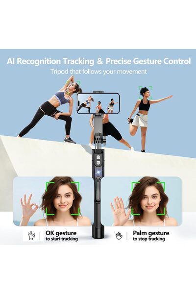 Generic Auto Face Tracking Tripod 360° Rotation Stand, 70.9\" Motion Sensor Phone Tripod