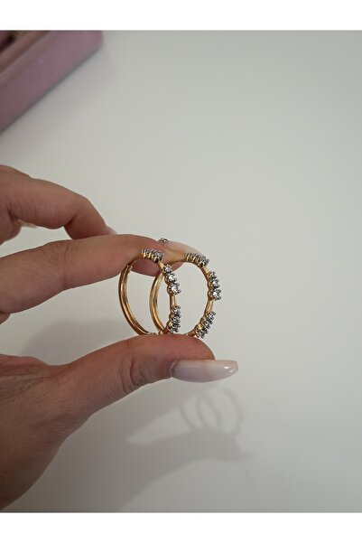 Maide Jewelry Vip Taşlı Zirkon Halka Küpe Zarif Şık
