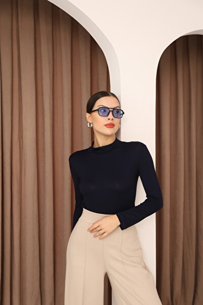 ESL ESLEM Жіночий боді з довгими рукавами, напіврибальський, з еластичною трикотажною тканиною