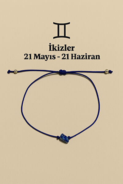 Femenino İkizler Burcu Gerçek Doğal Lapis Lazuli Taşlı Şans Bilekliği - Özel ...
