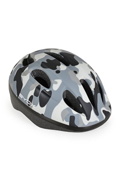 byox Cască Y03 pentru copii, gri, cu lumină LED și ventilație — reglabilă 48–54 cm