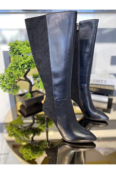 KRISTE BELL İthal Cilt - Süet Taşlı Çizme 4004KK