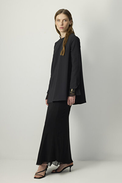 Touché Privé Crepe Tunic with Chiffon Cuffs