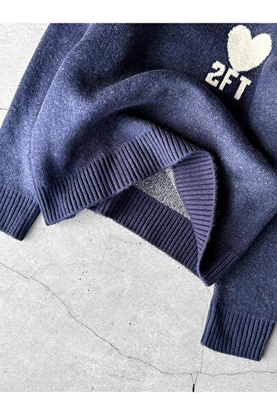 ablukaonline Erkek Desenli Oversize Triko Kazak Lacivert