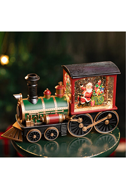 Issa Felinar muzical LED 31x10x18 cm - Locomotivă de Crăciun cu apă și sclipi...