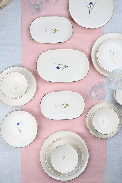 tabakevi Tabak Evi Porselen Natura Karma Altın Yaldız Yemek Takımı Kayık Taba...