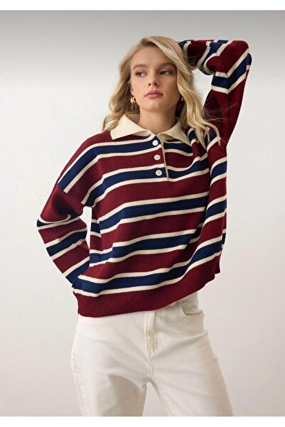 ANUBİS سترة تريكو بأزرار وياقة بولو للسيدات