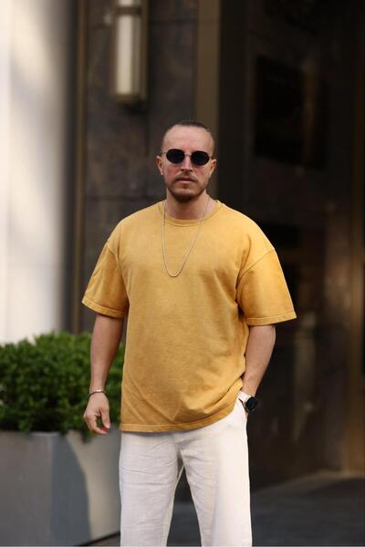 KağanKY Μπλουζάκι Oversize με χρώμα μουστάρδας