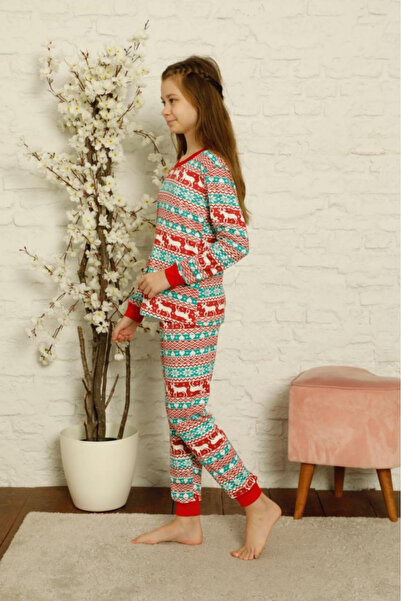 embody Girls' cotton pyjamas, Christmas motif, cosy red green 2022
