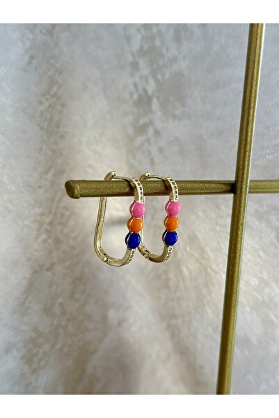 DEMİR ACCESORİES أقراط نسائية دائرية ملونة من الفولاذ المقاوم للصدأ