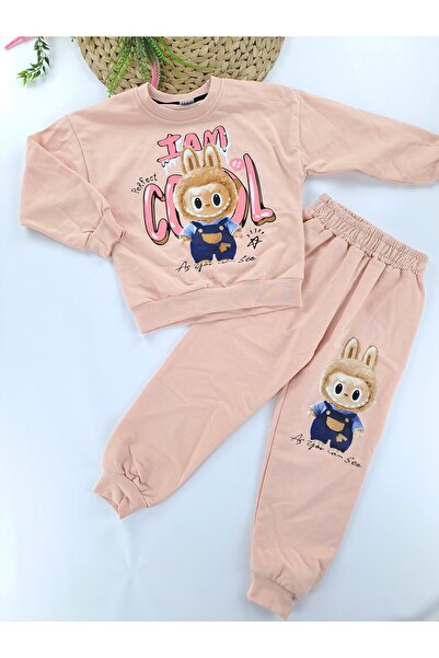 Butik طقم ملابس موسمي للفتيات مطبوع عليه لابوبو مكون من قطعتين بدون شاردون