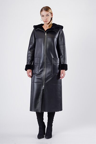 Leather Club Siyah Paris Hakiki Kürk Kaban