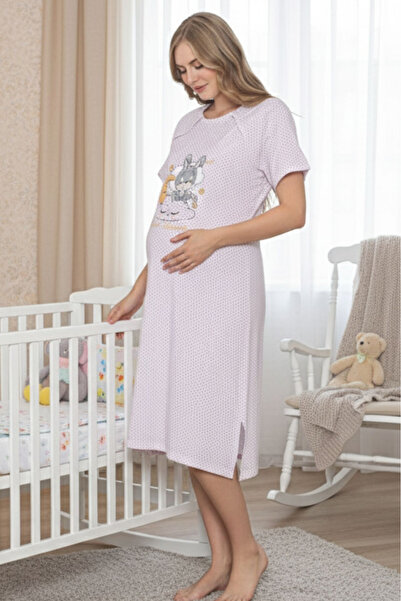 embody Maternity Nightdress cotton, nursing opening, white