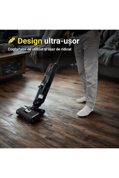 RYER Mop electric fără fir DualForce – Aspirator și mop, umed/uscat, autocurățare