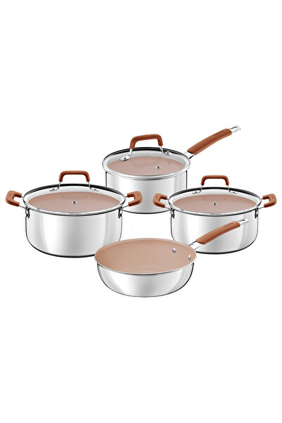 TRAMONTINA Romagna Desert Clay Ceramic Surface 7 Piece Steel Cookware Set