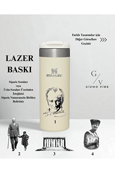Stanley Kişiselleştirilmiş 0.47L The Aerolight Termos Krem Özel Tasarım ve İsimli