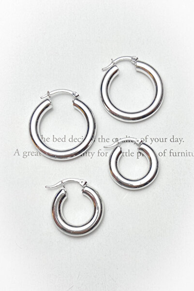 roshel 2 Çift Büyük Ve Küçük Boy Çelik Halka Küpe