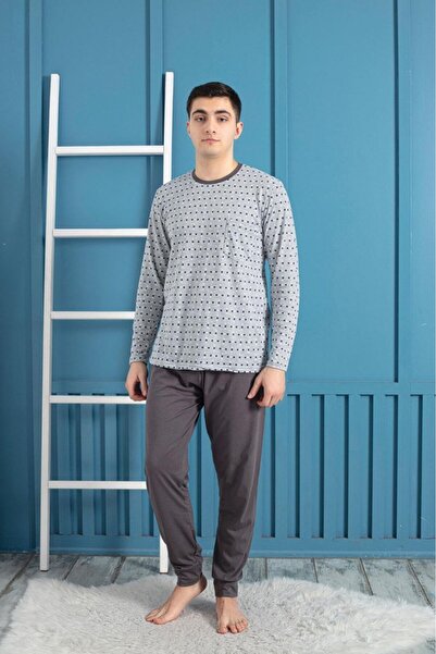 embody Pijamale bărbătești din bumbac, cu mâneci și pantaloni lungi, imprimeu...
